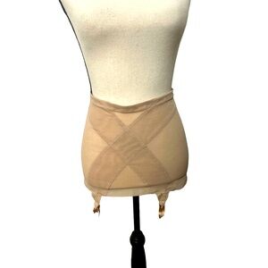 Vintage Y2K 1990s Victoria’s Secret sarong style girdle with garter clips tan